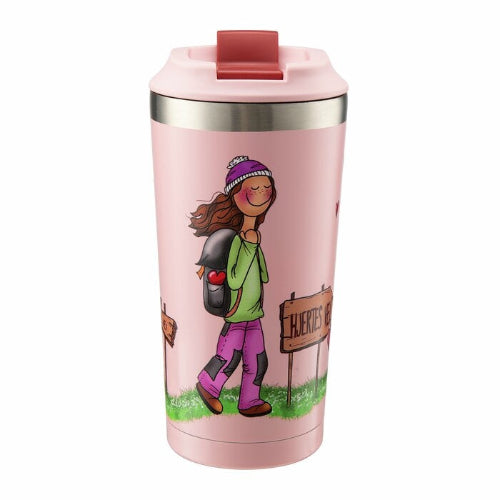 Lykketegning Hjertets Vei - Termokopp Rosa