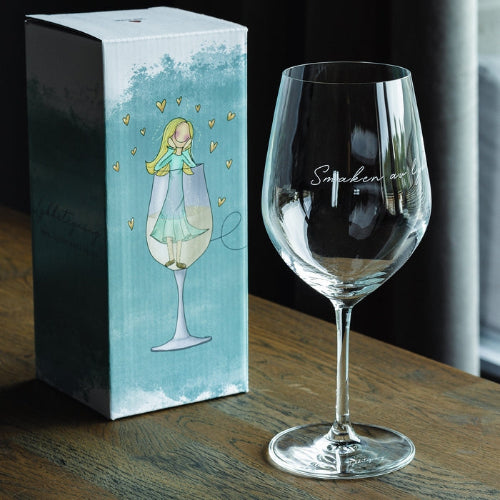 Lykketegning Vinglass Smaken av Lykke