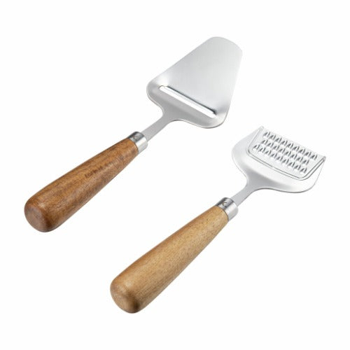 Ostehøvel og rasp Cheese i Akasia tre og rustfritt stål