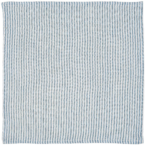 Stoffserviett dobbeltvevet i lyseblå og hvite striper