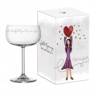 Champagneglass fra Lykketegning tekst: elsk , beskytt og tro på deg selv thumbnail