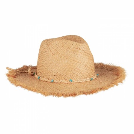 Hatt Daisy m / frynset skygge og turkise perler i bindebåndet one size