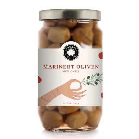 Marinert oliven med chili 300 g