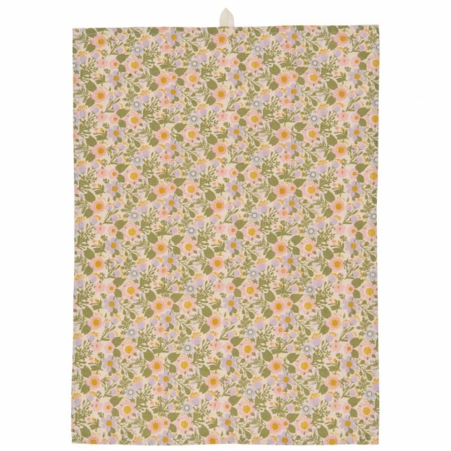 Kjøkkenhåndkle Signe m / multifargede store blomster