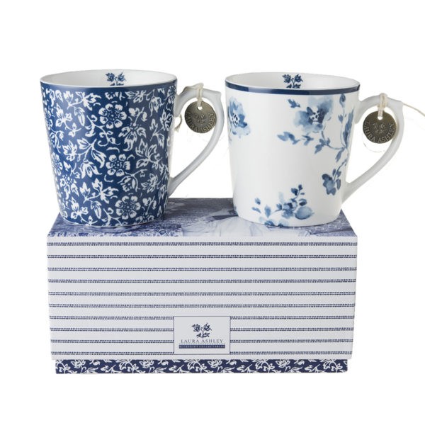 Laura Ashley 2 Krus i gave eske- Sweet Allysum/China Rose