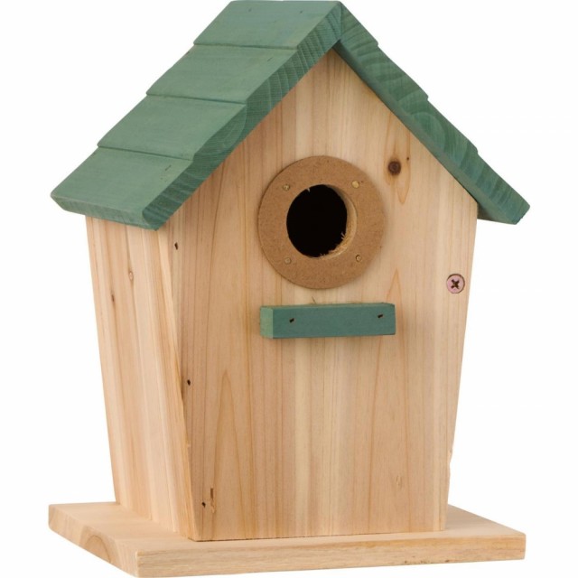 Fuglehus naturfarget m / blått tak