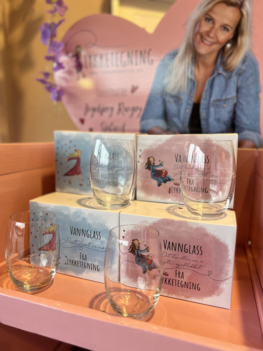 Lykketegning Vannglass 2 pk Det Handler Om Å Nyte Øyeblikket