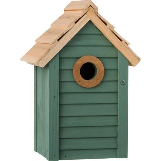 Fuglehus blå m / naturfarget tak