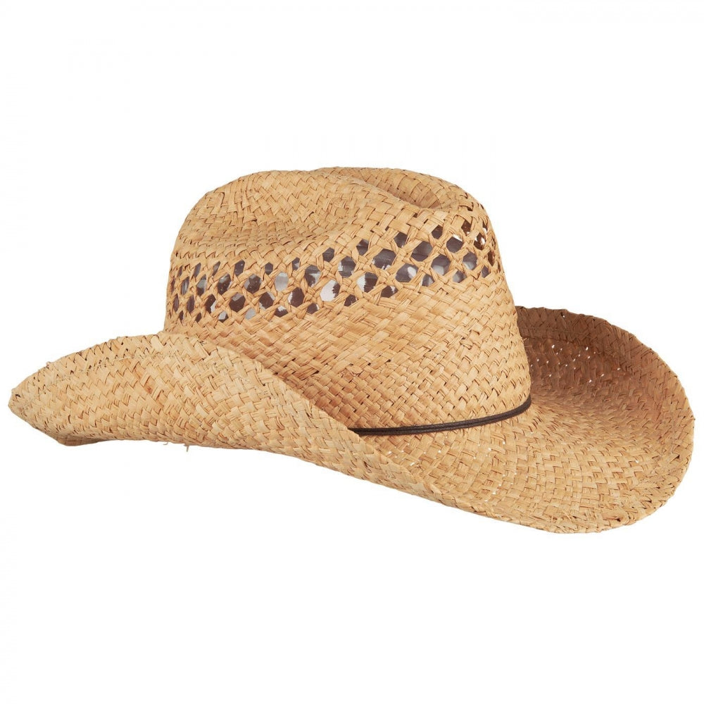 Hatt Stella m / bred skygg/ brunt bindebånd og hullmønster