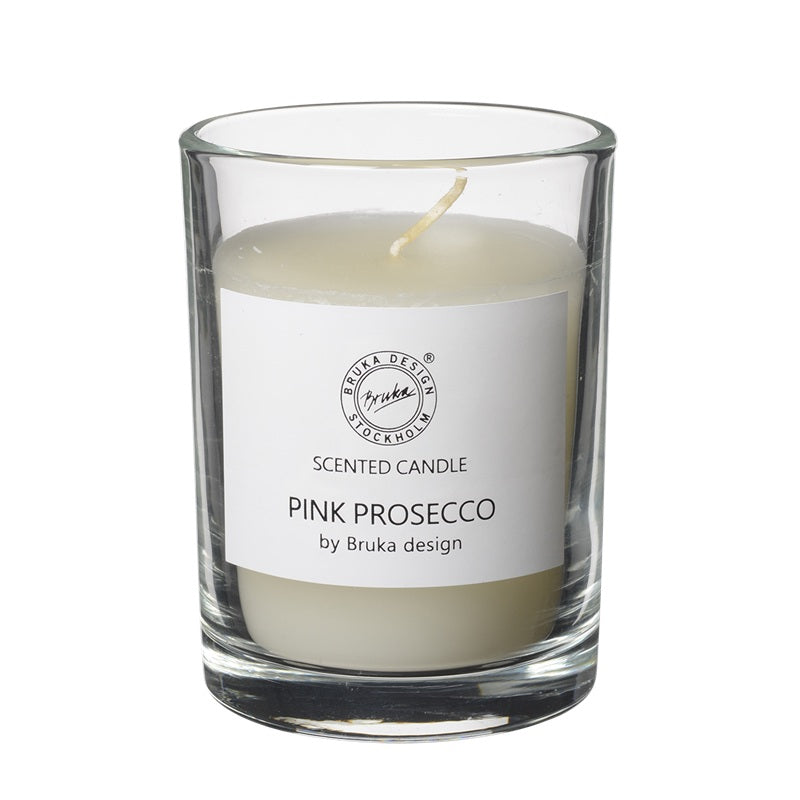 Bruka Design Duftlys Pink Prosecco klart glass