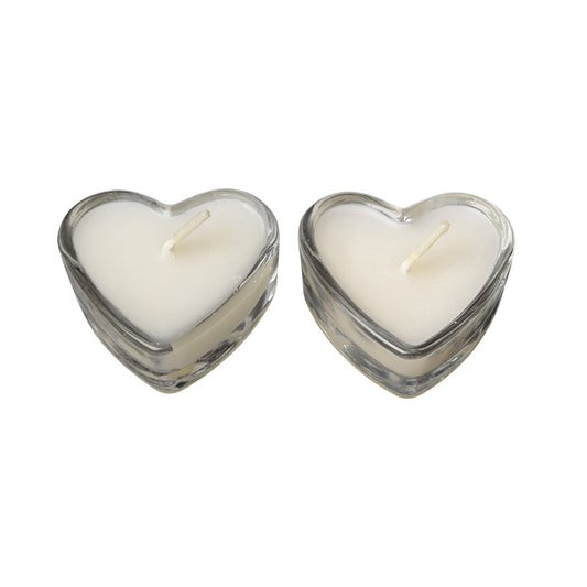 Bruka Design Duftlys gaveeske hvit hjerteformet 2 stk