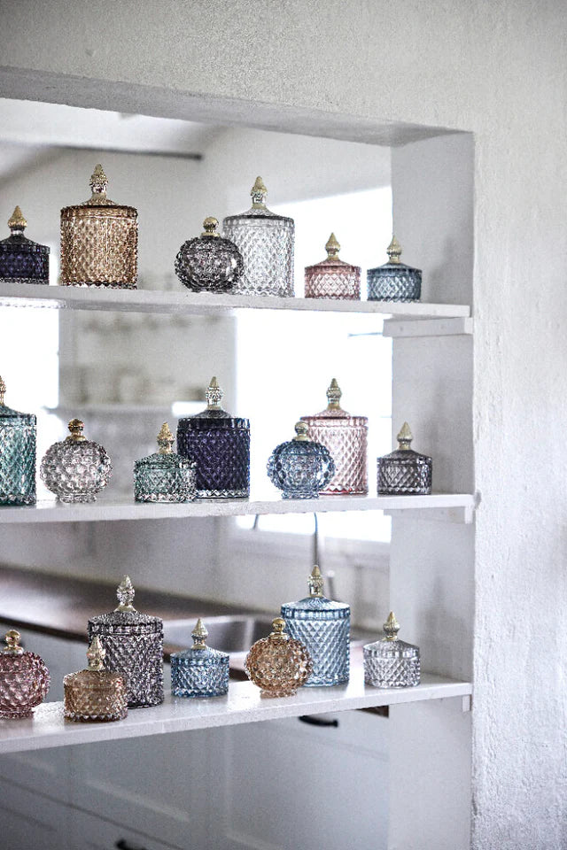 Miya Jar Blue glass krukke kuleformet