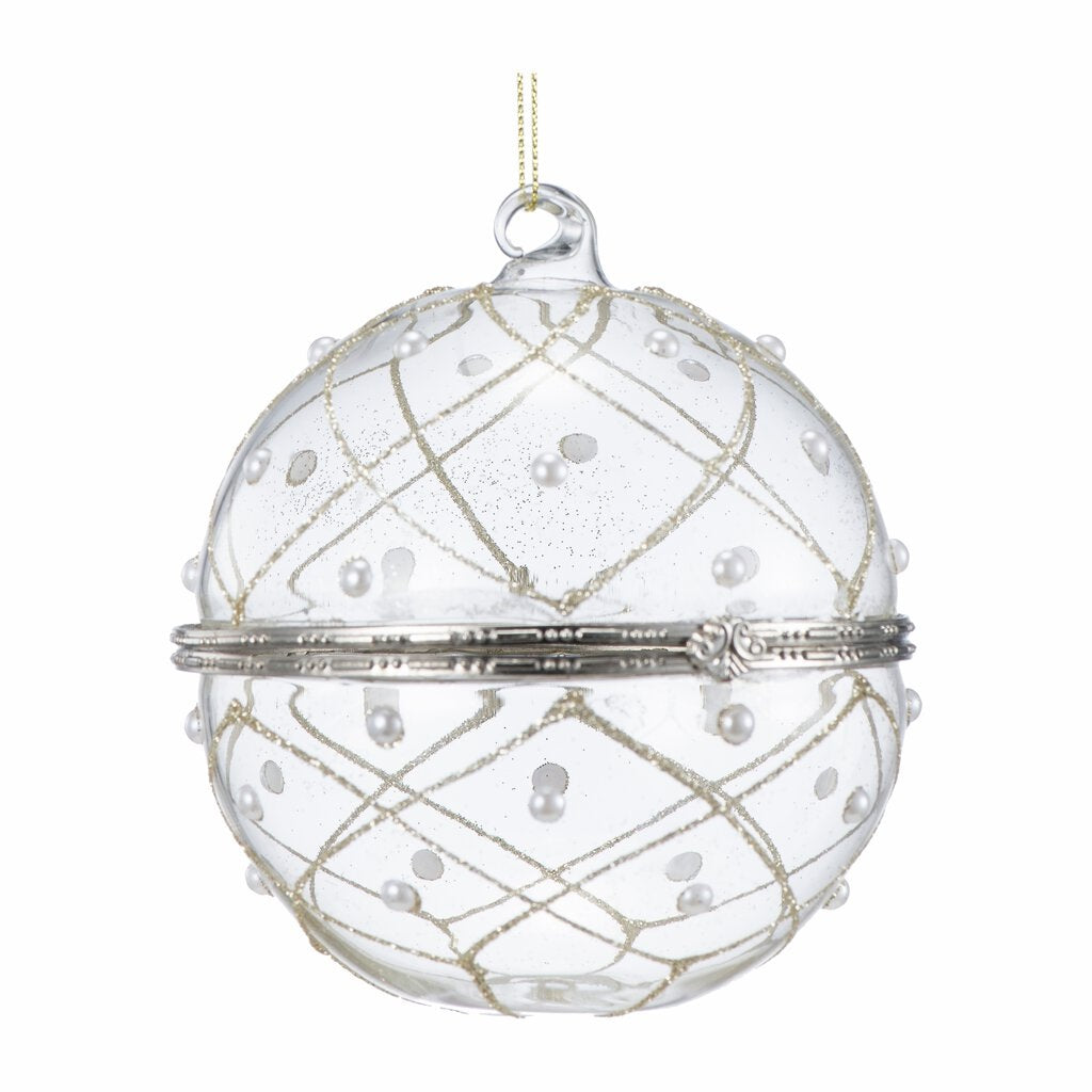 Julekule glass Natalie hvit 10 cm