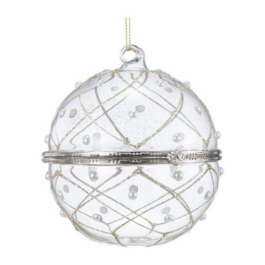 Julekule glass Natalie hvit 10 cm
