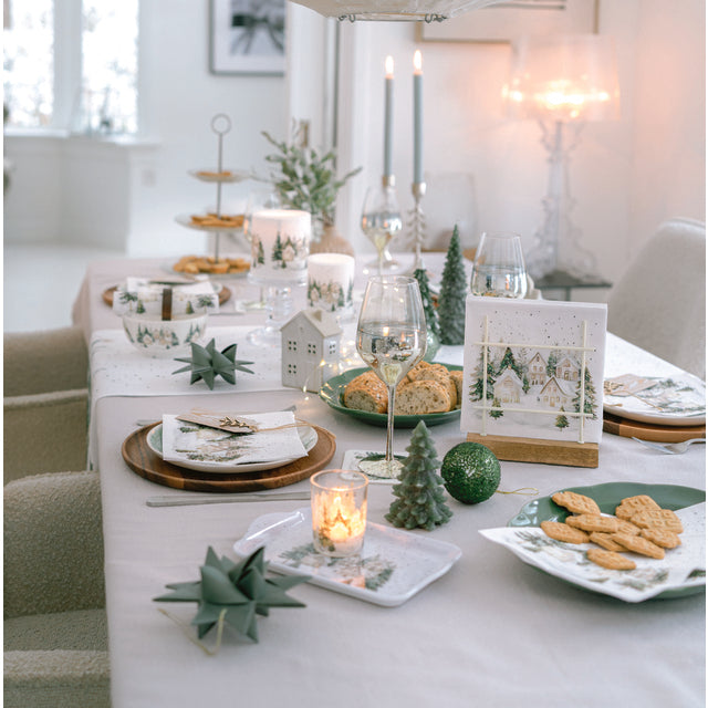 Juleserviett vinterlandsbymotiv