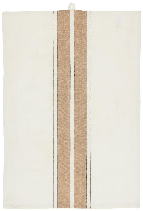 Kjøkkenhåndkle m / cafe creme og smal sorte striper