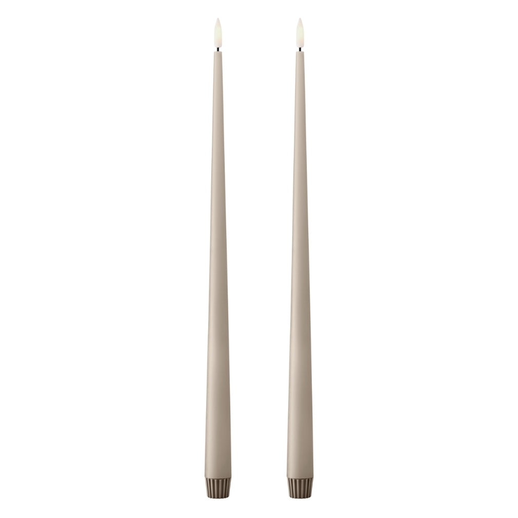 LED Stearinlys linen grey 2 stk