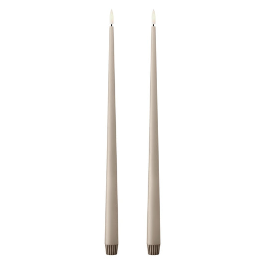 LED Stearinlys linen grey 2 stk