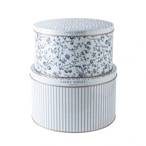 Laura Ashley Tinnboks sett / 2 Candy Stripes & Laura Ashley Blue