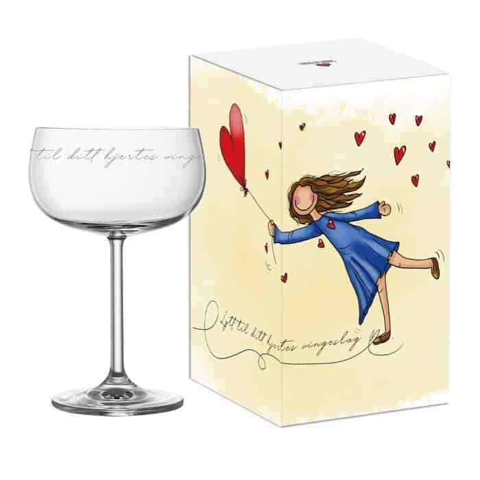 Lykketegning Champagneglass Lytt til ditt hjertes vingeslag