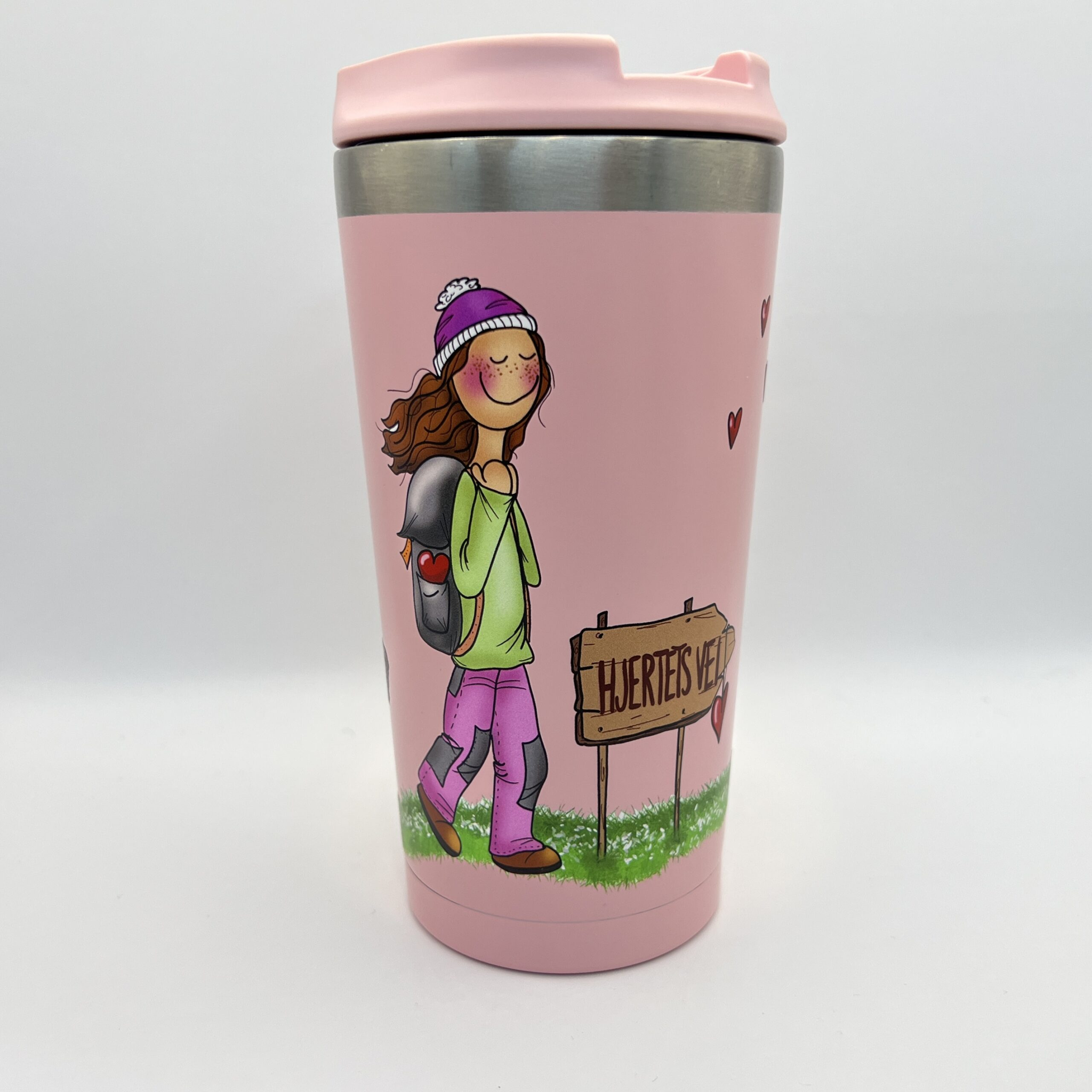 Lykketegning Hjertets Vei - Termokopp Rosa