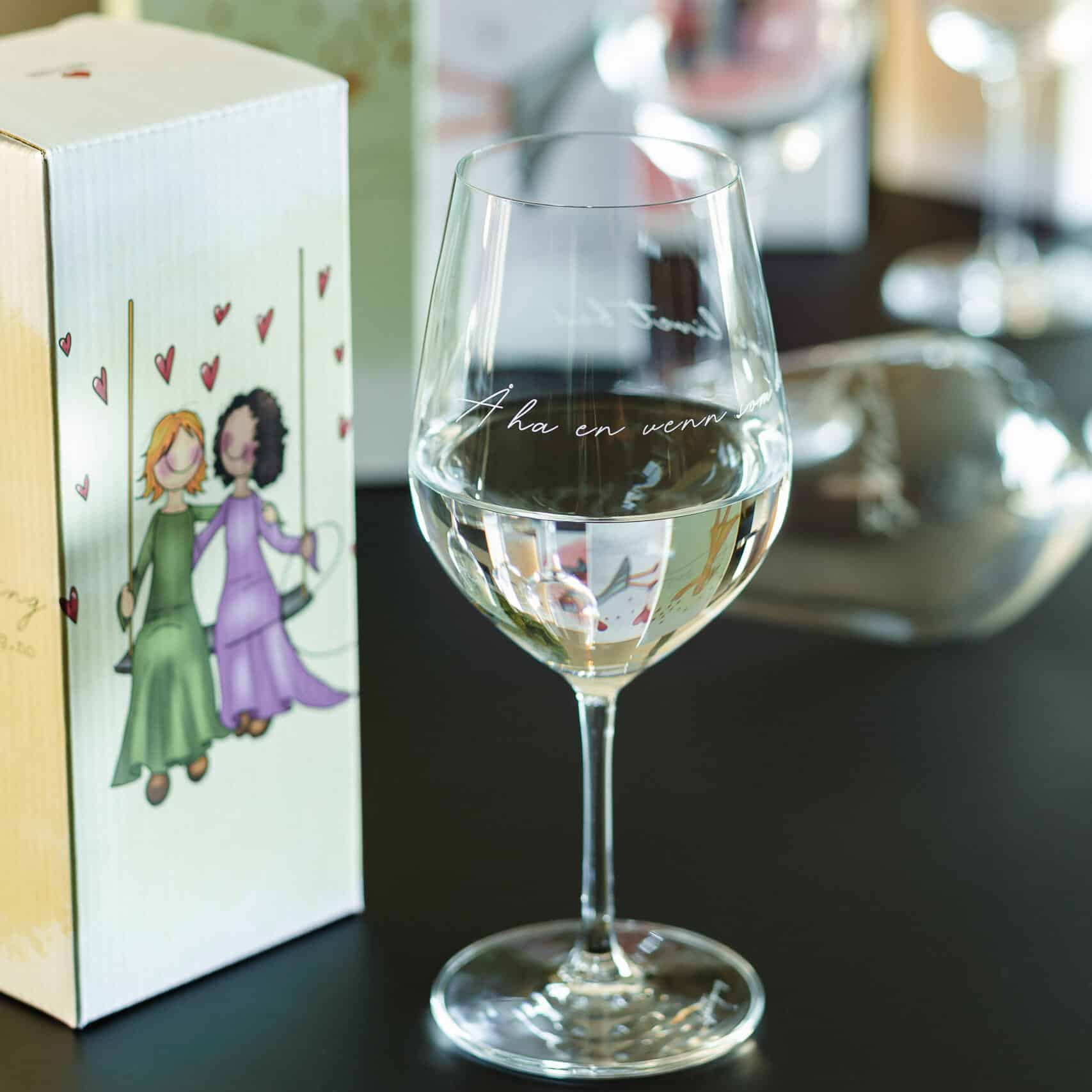 Lykketegning Vinglass Å ha en venn