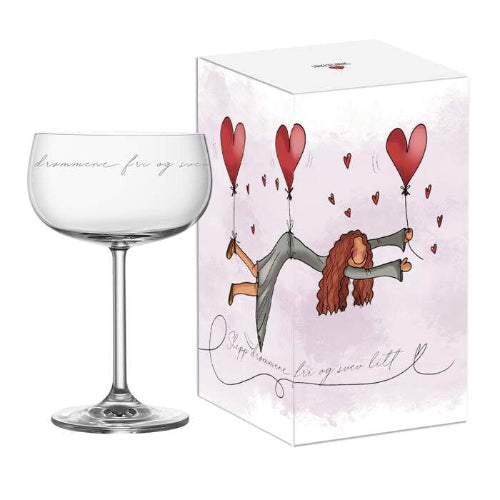 Lykketegning Champagneglass Slipp drømmene fri og svev litt