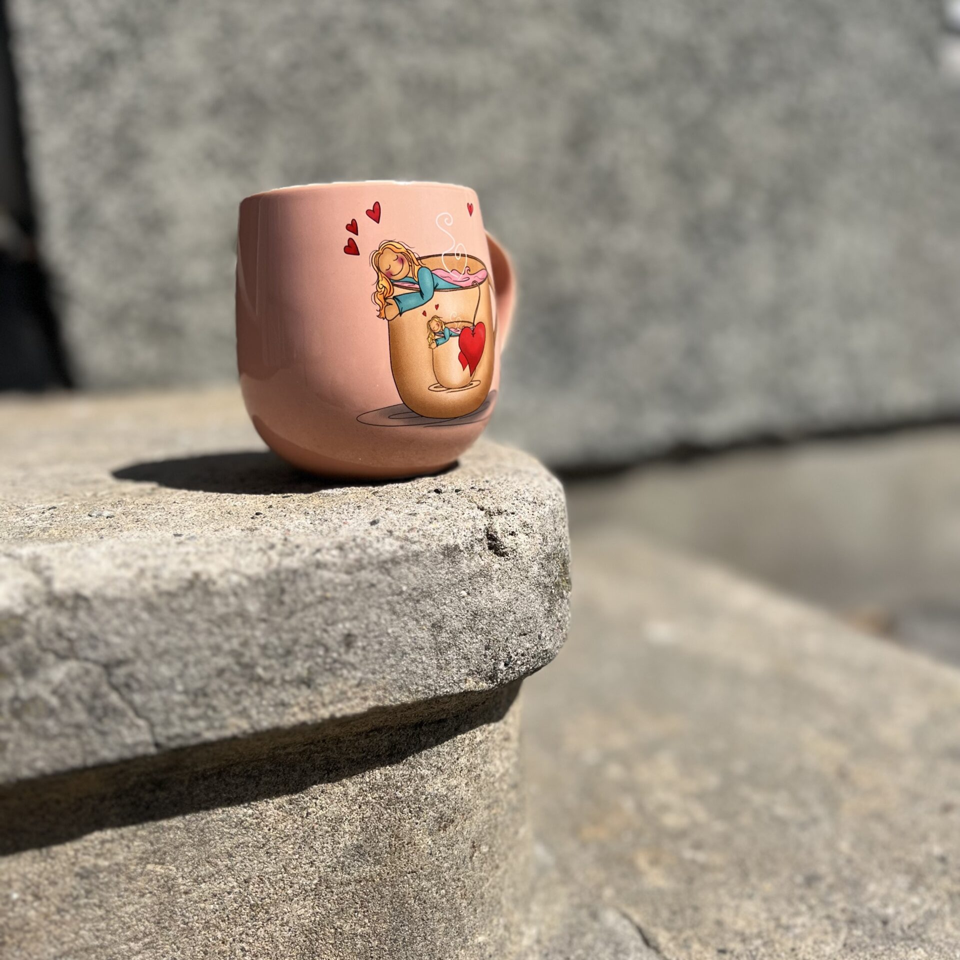 Lykketegning Krus A hug in a mug - beige