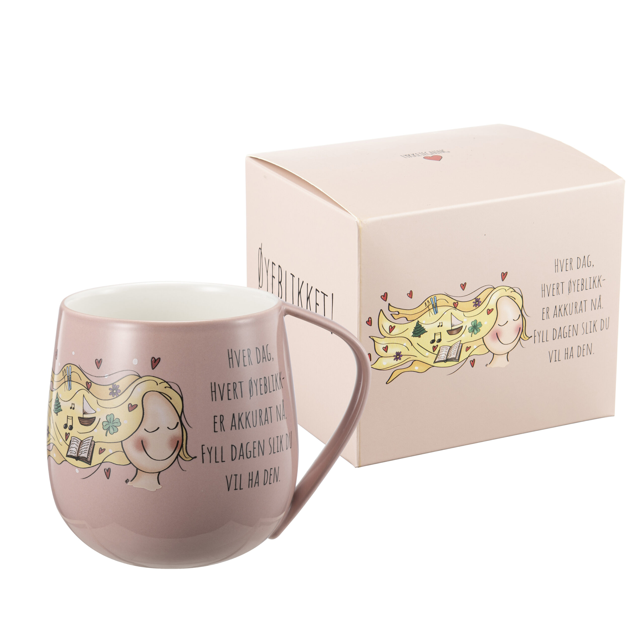 Lykketegning Krus Øyeblikket - støvrosa