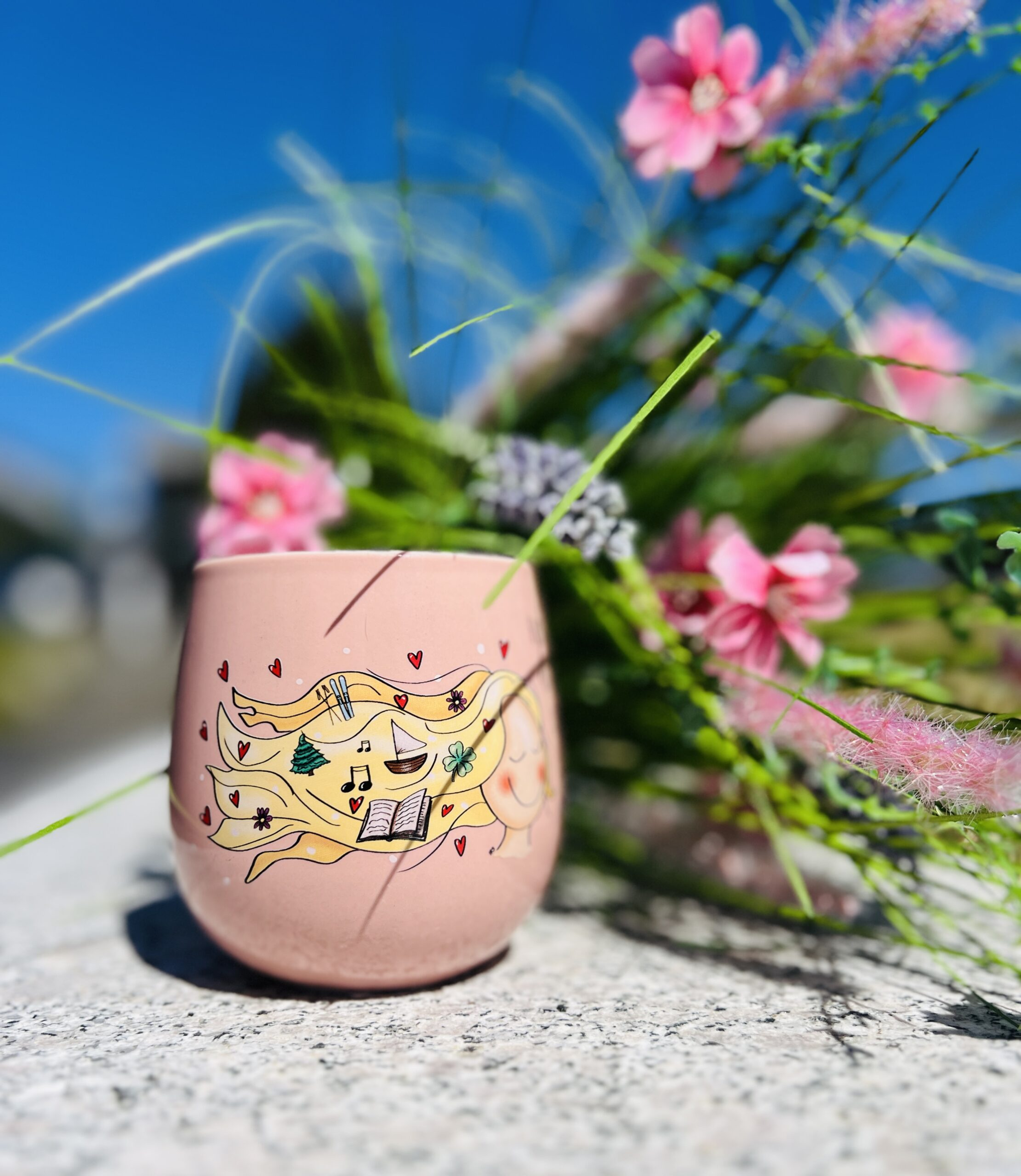 Lykketegning Krus Øyeblikket - støvrosa