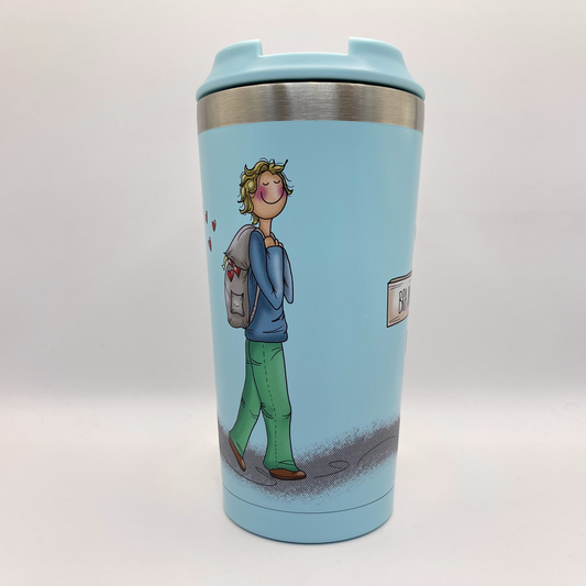 Lykketegning Termokopp I dag blir en bra dag - blå