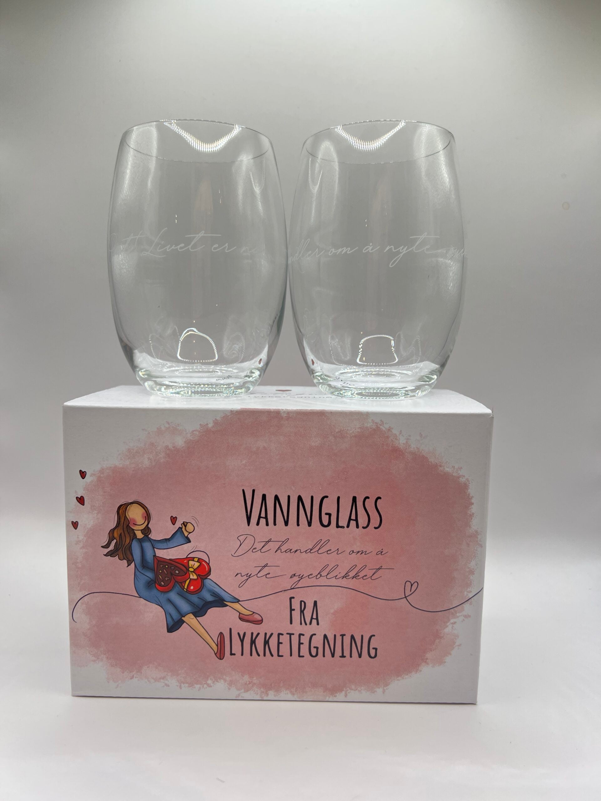 Lykketegning Vannglass 2 pk Det Handler Om Å Nyte Øyeblikket