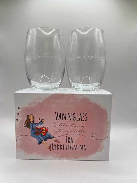 Lykketegning Vannglass 2 pk Det Handler Om Å Nyte Øyeblikket