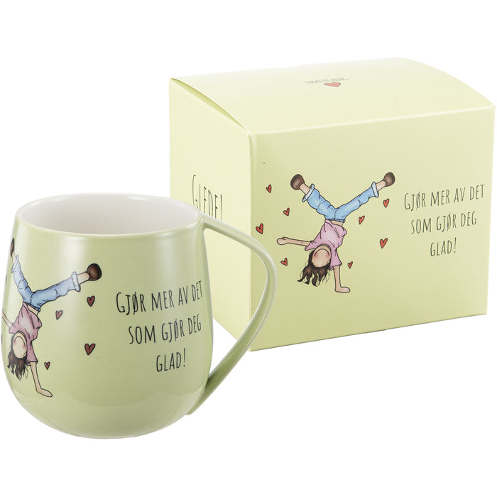 Lykketegning Krus Glede - grønn