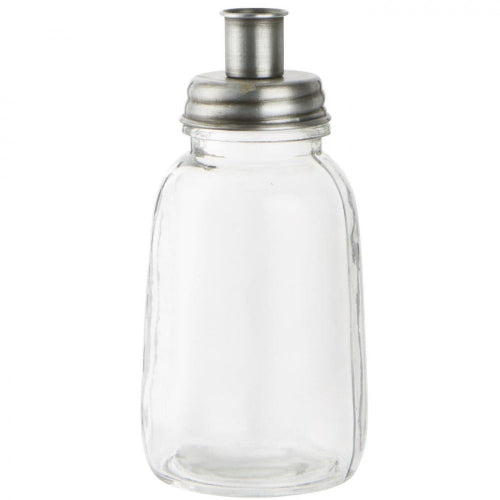 Lysestake til bedelys glass m/metallokk