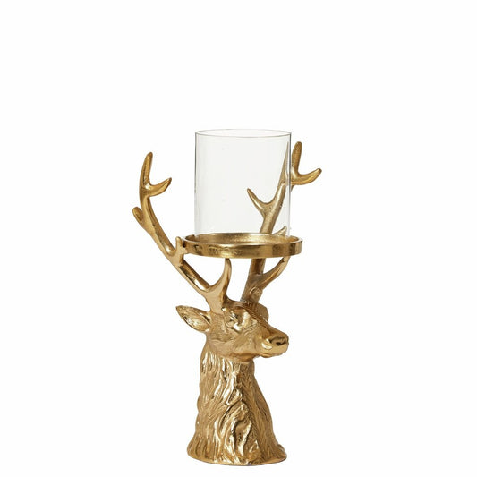 Lysholder Windsor metall gull / glass 26 x 24 x 46 cm
