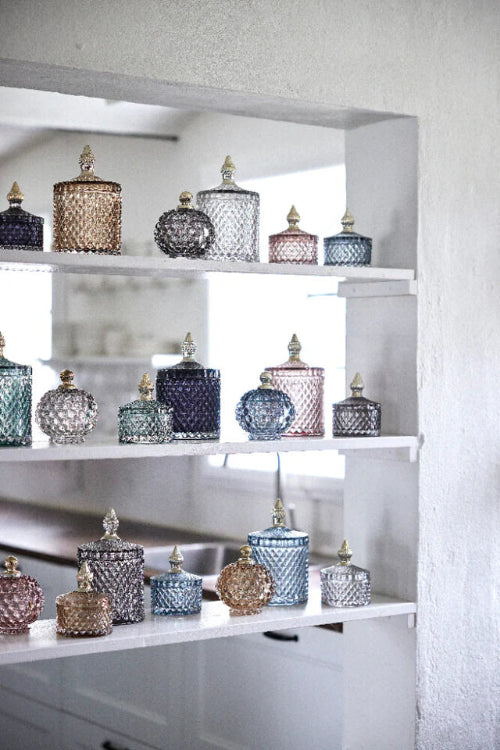 Miya Jar Blue glass krukke kuleformet