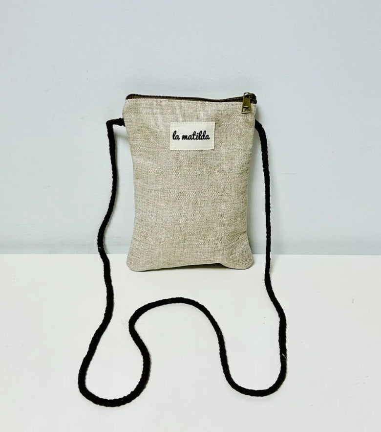 Mobil-veske ensfarget beige