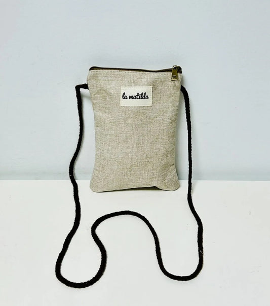 Mobil-veske ensfarget beige