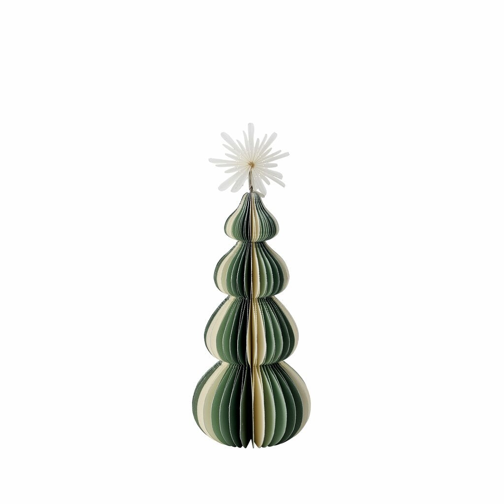 Papir tre Paulinia grønn / off white 15 cm