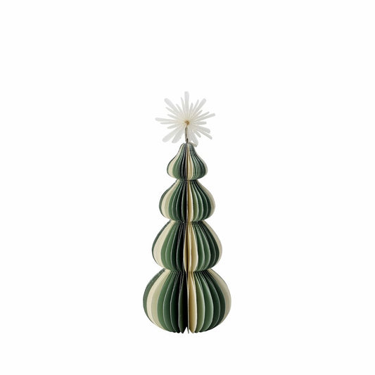 Papir tre Paulinia grønn / off white 15 cm