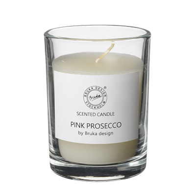 Bruka Design Duftlys Prosecco Pink med klart glass