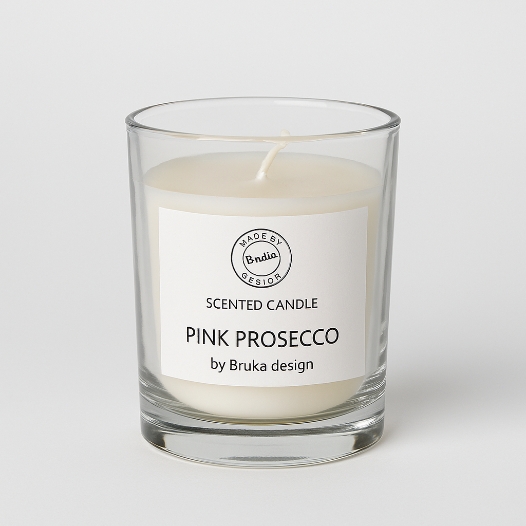 Bruka Design Duftlys Prosecco Pink med klart glass