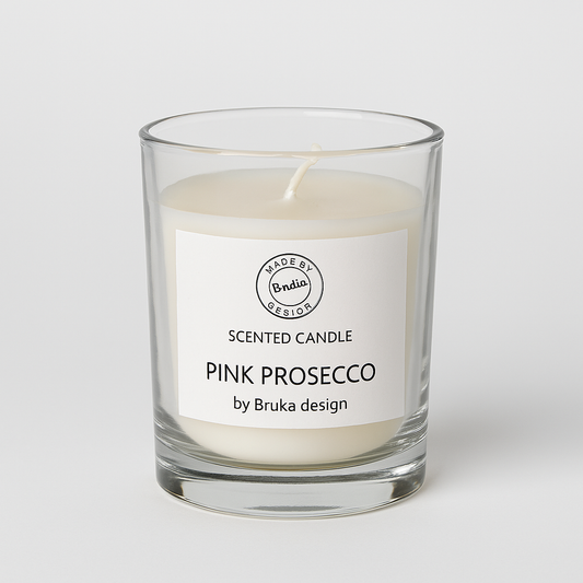 Bruka Design Duftlys Prosecco Pink med klart glass