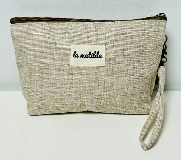 Toalettmappe ensfarget beige