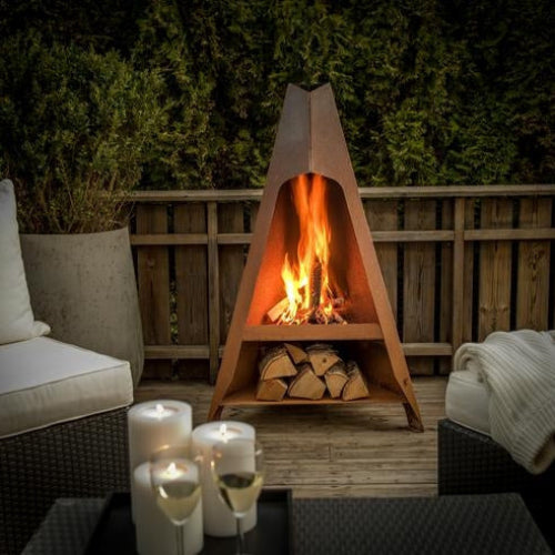 Utepeis Lille Færder i cortenstål - kompakt utepeis for norske forhold