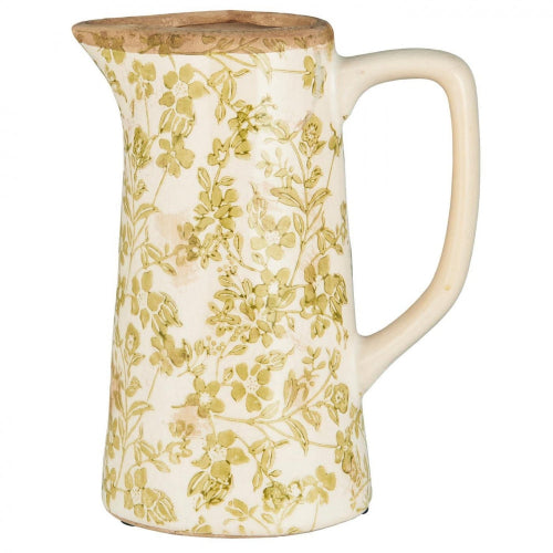 Vase m / hank grønt blomstermotiv