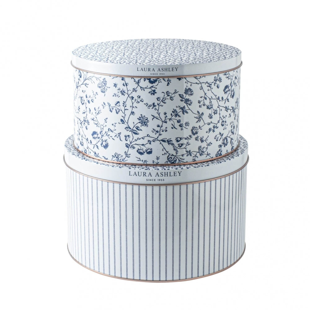 Laura Ashley  Tinnboks sett / 2 Candy Stripes & Laura Ashley Blue
