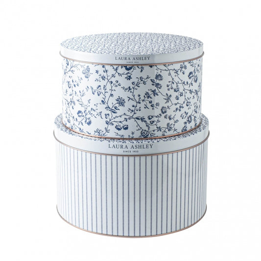 Laura Ashley  Tinnboks sett / 2 Candy Stripes & Laura Ashley Blue